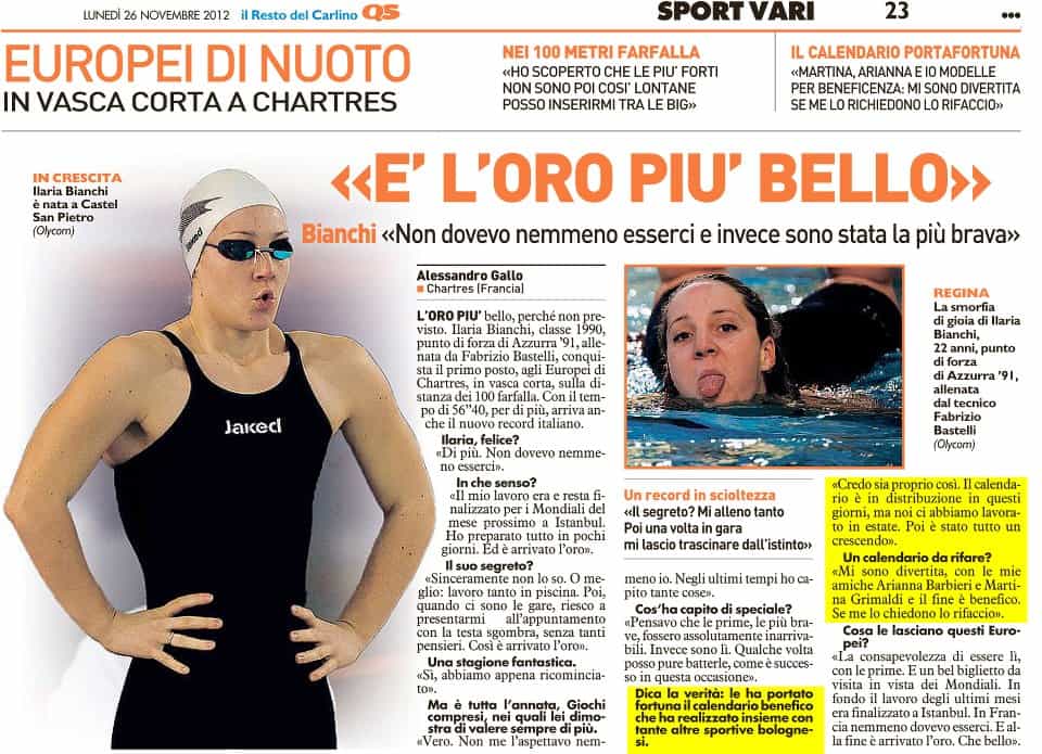il aria bianchi swimmershop record italiano 2012