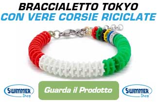 braccialetto nuoto in vere corsie riciclate, celebrativo tokyo 2021