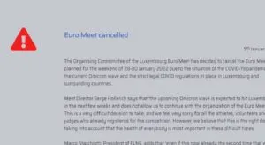 Cancellato per la seconda volta il Luxembourg Euro Meet